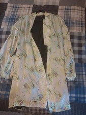 Women Size M/L Victoria's Secret Silk Kimono Robe White and Green Floral