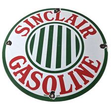 Vintage Sinclair Gasoline Porcelain - Service Station Gas Pump Plate Sign