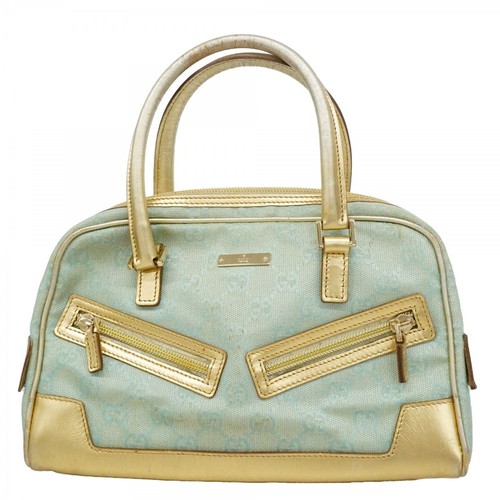 GUCCI Handbag GG Canvas 000 0852 Blue Gold Hardware Women