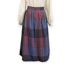 80s plaid wool blend midi skirt