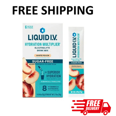 Liquid I.V. Hydration Multiplier Electrolyte Drink Mix White Peach 6 Ct****