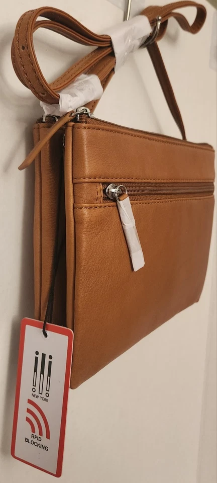 BOLSO DE MANO BANDOLERA CUERO NUEVO SILLÍN ANTIGUO por ili NUEVA YORK 3 CREMALLERAS CORREA AJUSTADA Foto 2 de 4