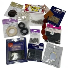 Vintage Beading & Jewelry Making Lot Craft Supplies Mixed Beads Findings Cord