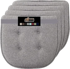 4 x GORILLA GRIP Slip Resistant Tufted Chair Cushions, No Ties Req.16x17 " Gray