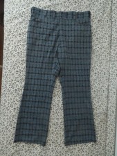 1970  s Vintage blue Plaid Trousers Pants double knit 38x30.5