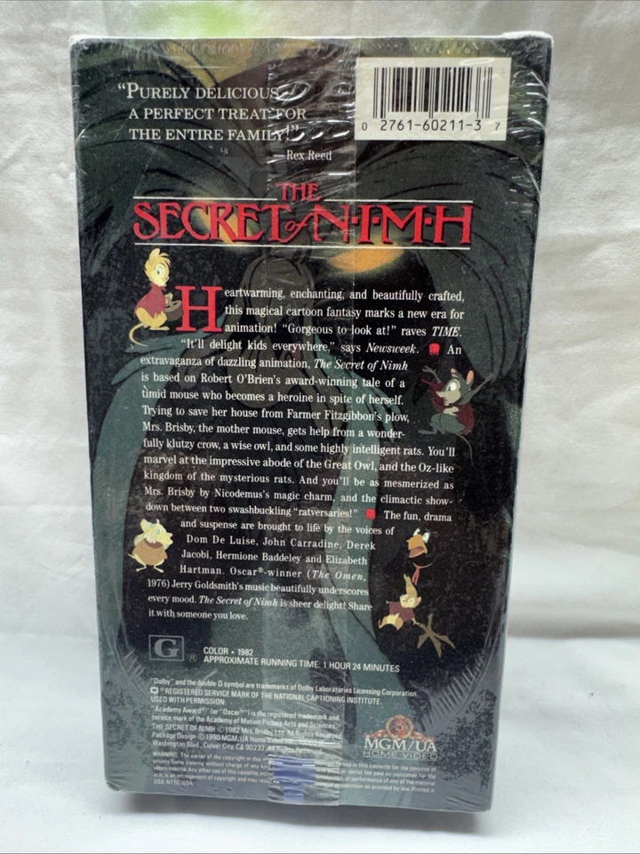 The Secret of NIMH VHS Tape MGM Dolby Cartoon Moviestars Factory New Sealed - Image 2 of 4