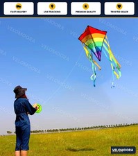 Rainbow Diamond Kite Long Tail Kids Children Beach Outdoor Toy Birthday Gift UK