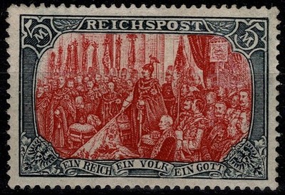 1900 DEUTSCHES REICH NR. 64 HOHER WERT 5 MARK SCHWARZ-ROT MLH MF140808