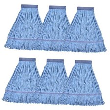 Matthew Cleaning Heavy Duty Mop Head Commercial 6 Count Pack of 1 Blue