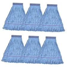 Matthew Cleaning Heavy Duty Mop Head Commercial 6 Count (Pack of 1) Blue