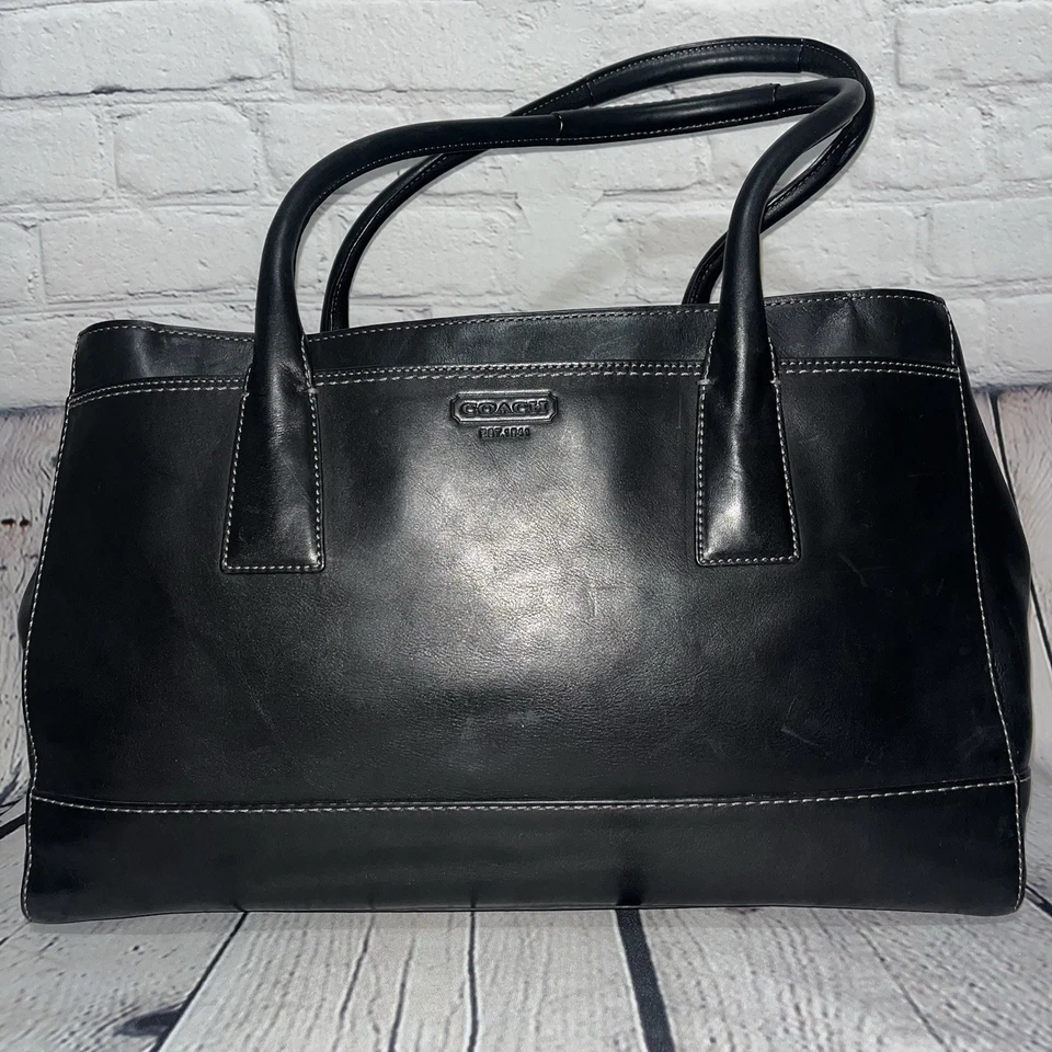 Vintage Y2K Coach Madeline Black Leather Carryall Tote Bag (Style 11555) - Image 4 of 4