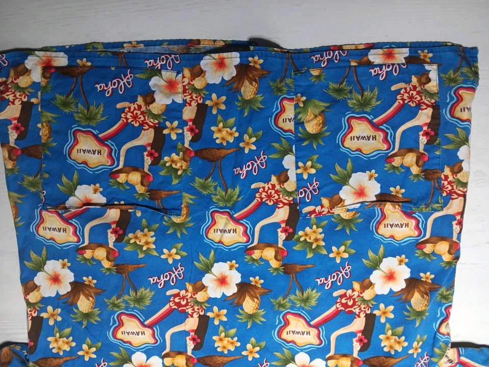 CREST COTTON HAWAIIAN PRINT ALOHA SCRUBS TOP MEDICAL DENTAL SZ XL 2 POCKET SS - Image 2 of 4