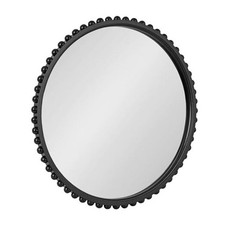 Beadbrook Modern Round Beaded Wall Mirror, 24 Inch Diameter, Black,