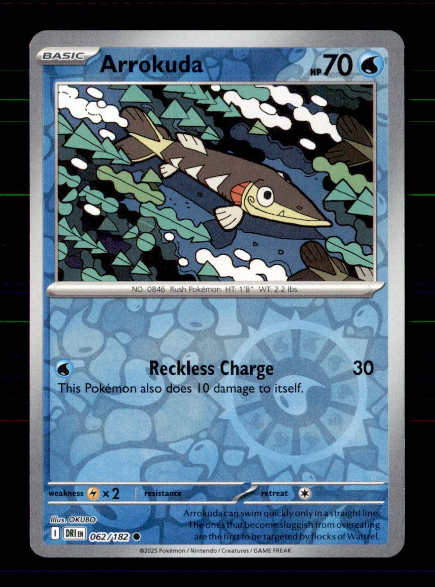 Arrokuda 062/182 Common Destined Rivals Pokemon Reverse Holo Near Mint