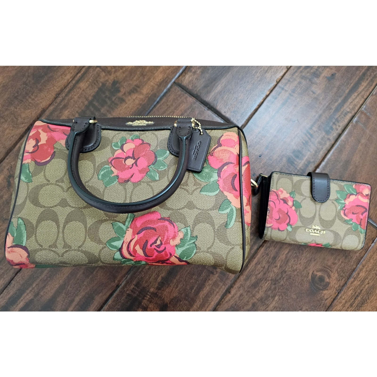 NWT Coach Bennett Satchel Purse With Wallet floral
