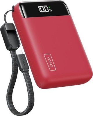 Powerbank 20000mAh 22,5W Schnellladung USB C Kabel Extern Handyakku Rot Reisen