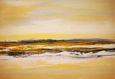 Abstrakte Landschaft Natur Bild 100x70 Gemälde auf Leinwand Modern Original 