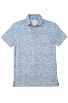 Tori Richard Cool Current Polo Mens M Blue Wave Print Performance Golf Shirt 