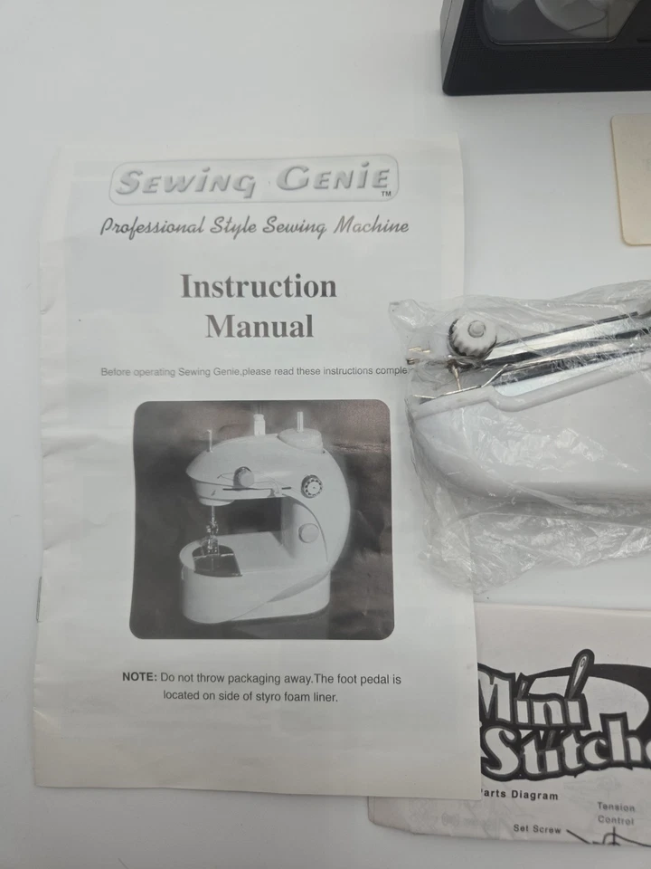 Sewing Genie Mini Stitcher Handheld Sewing Machine w/ Manual, Accessories & VHS - Image 4 of 4