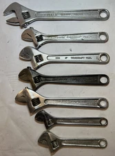 Lot of 7 Adjustable Wrenches 6-10" Crescent Truecraft Fuller Proto unbranded