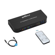 2 Port 4K 60HZ DisplayPort KVM Switch with USB 3.0 DisplayPort 1.4, 4K 60H...
