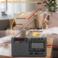 XHDATA D-368 Portable AM FM Digital Radio Stereo Home Radio Recorder Great Gift