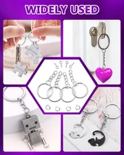 300Pcs Key Rings Kit, 100Pcs Key Ring with Chain, Keyrings Kit,100Pcs Small Scre
