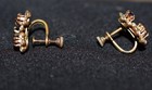 Vintage Flower Cluster Screw Back Earrings Gold Purple Clear — photo 2