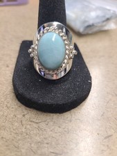 Sterling Silver Larimar Ring Sz 10