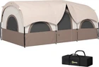 Outsunny 4 Person Camping Tent with 3 Room, 3000mm Waterproof, UPF30+ Large Cabi
