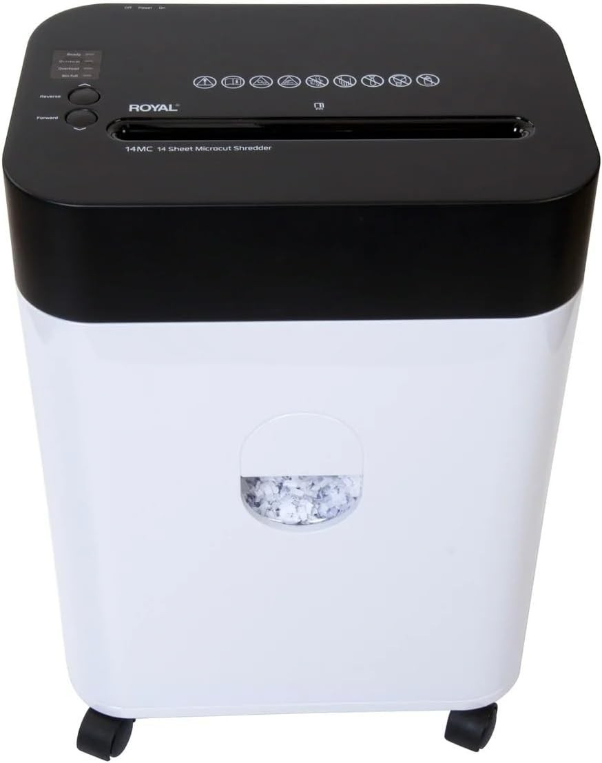 Royal Shredder Micro-Cut Paper Shredder, 14-Sheet, Black/Whi