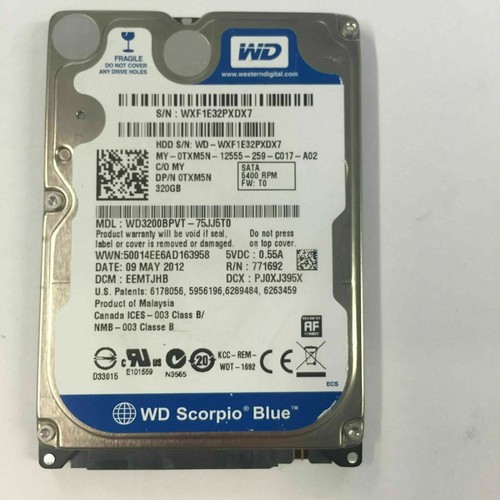 Dell Western Digital WD3200BPVT-75JJ5T0 320GB SATA 5400rpm 2,5 Zoll HDD 0TXM5N