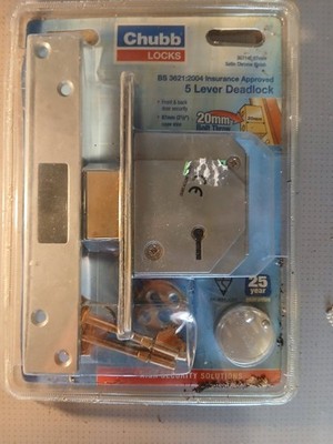 Chubb 5 Hebel Deadlock BS3621 67mm 20mm Bolzen New Old Stock 3 Schlüssel