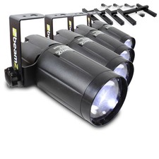 Beamz Pinspot White LED Disco Party DJ Spot Lights + Disco Lighting Floor Stands