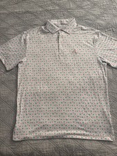 Rhoback Men  s Performance Polo The Flamingo Kid White Pink Green Medium M