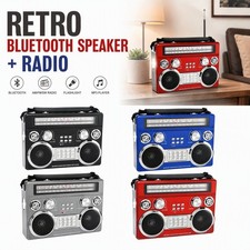 Vintage Portable AM FM SW Radio Bluetooth Speaker,LED Flashlight Outdoor Boombox