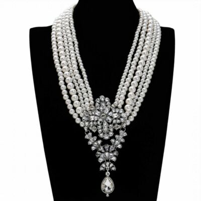 Fashion White Pearl Chain Crystal 