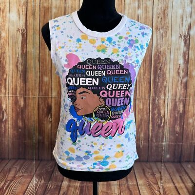 On Fire Women s Sleeveless Round Neck Colorful Paint Top Queen Size Medium