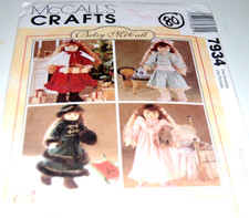 McCalls Pattern  7934 - Betsy McCall Girl 18" Doll Clothes - Four Outfits - NEW