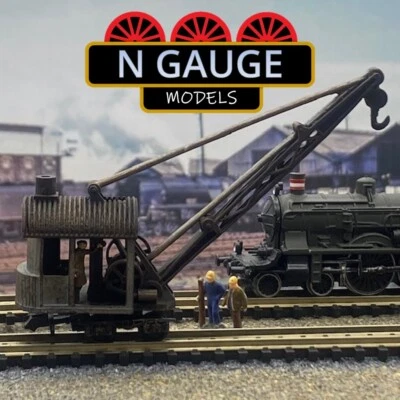 PAINTED- N Scale Gauge 1:148 - Rail Steam Shunting Crane & Figure (Bogie 1:160)