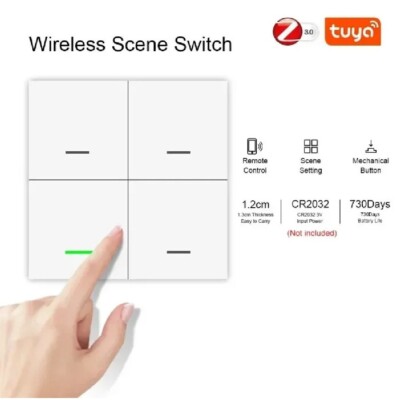 Tuya Zigbee Smart Scene Switch 4 Gang 12 Scene Switch Push Button Controller