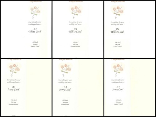 Wedding Inspirations A4 Card Ivory White Various Finishes 100 Pack 300 gsm