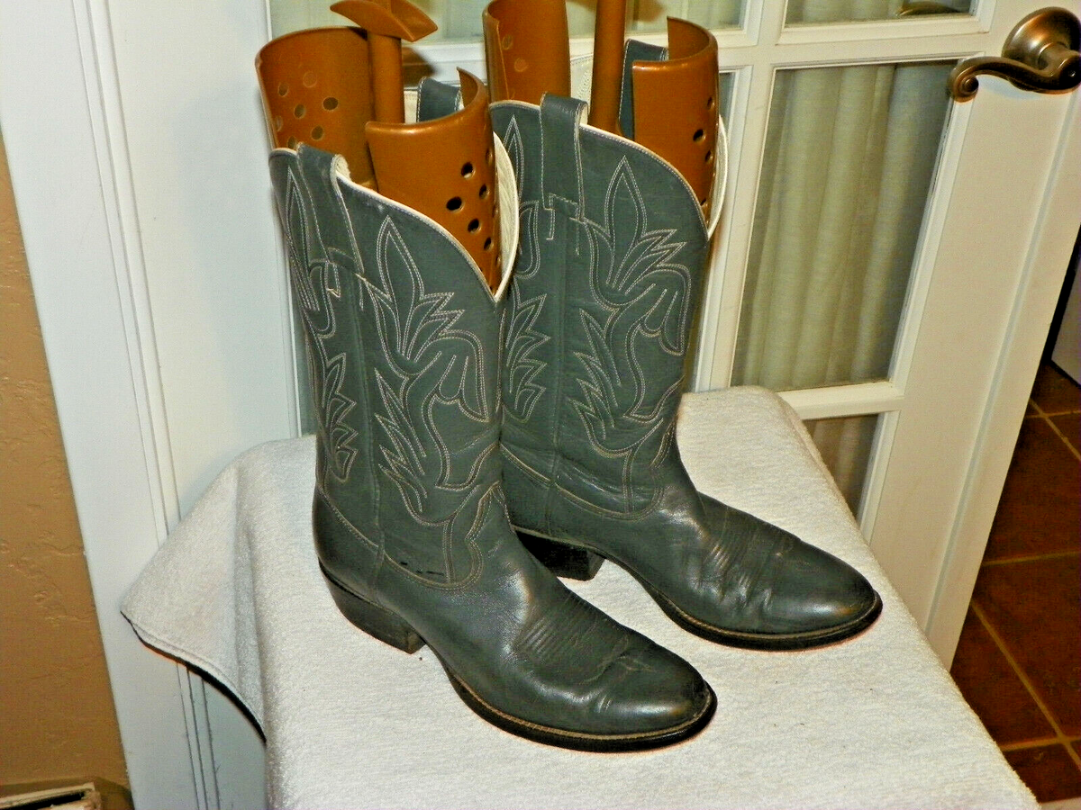 CHRIS ROMERO Gray Leather Cowboy Western Boots Men's size 8.5 B