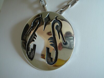 PRESTON MONONGYE HOPI STERLING SILVER NECKLACE BROOCH 1950's FIRST