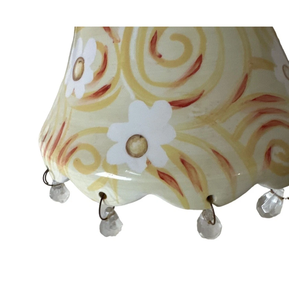 Interior del hogar cuentas amarillas aubrey vela sombra adorno margaritas flores 2497 Foto 2 de 4