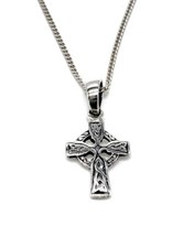 925 Sterling Silver Small Celtic Cross Pendant on Silver Curb Chain