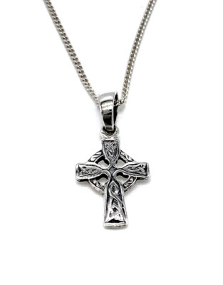 925 Sterling Silver Small Celtic Cross Pendant on Silver Curb Chain | eBay