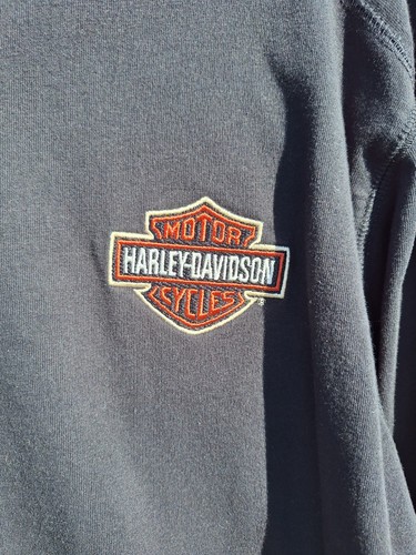 Harley Davidson Long Sleeve Flames T Shirt SZ L Black Motorcycle Embroidered - Picture 3 of 11