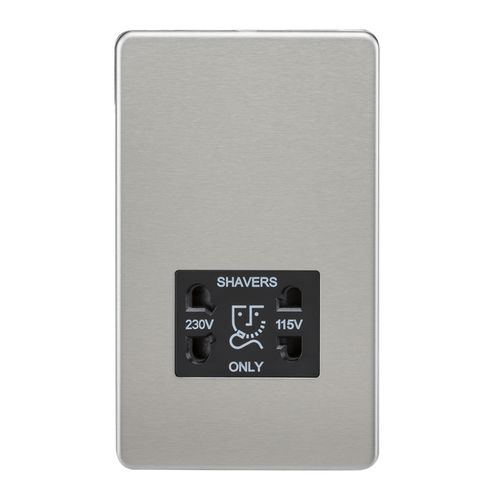 Douille Rasoir Double Tension 115V/230V Knightsbridge - Nickel Noir - Neuf Sous Emballage