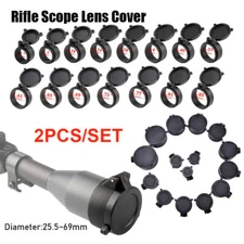 2 Rifle Scope Objective Lense Lid Quick Spring Protection Lens Cover Flip Up Cap